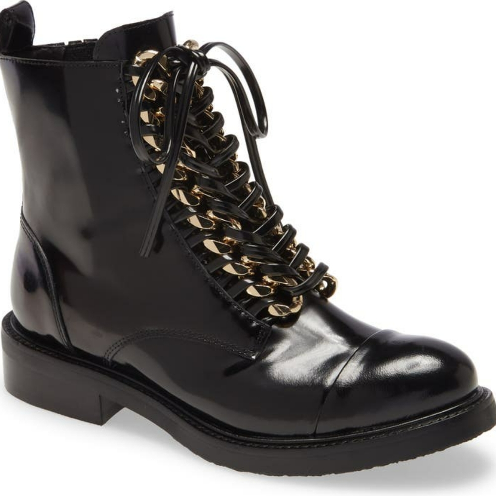Jeffrey Campbell Damon Chain Link Black Patent Leather Boots *SOLD OUT*